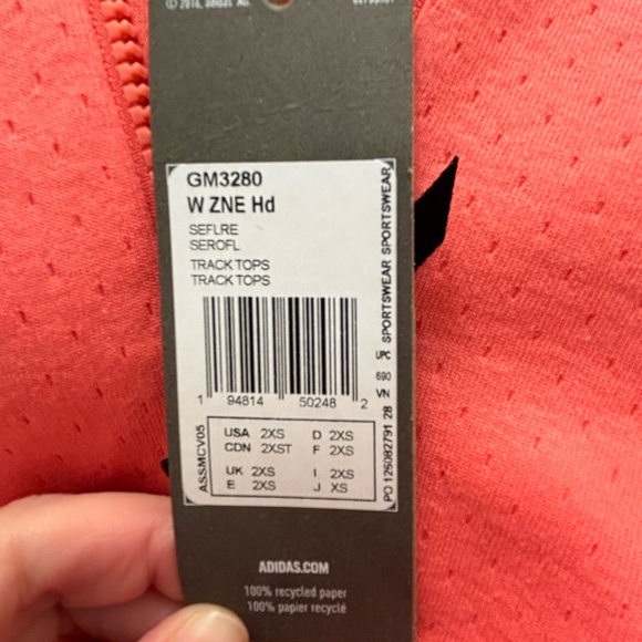 NWT Adidas Zip-Up Hoodie, 2XS - Picture 4 of 4